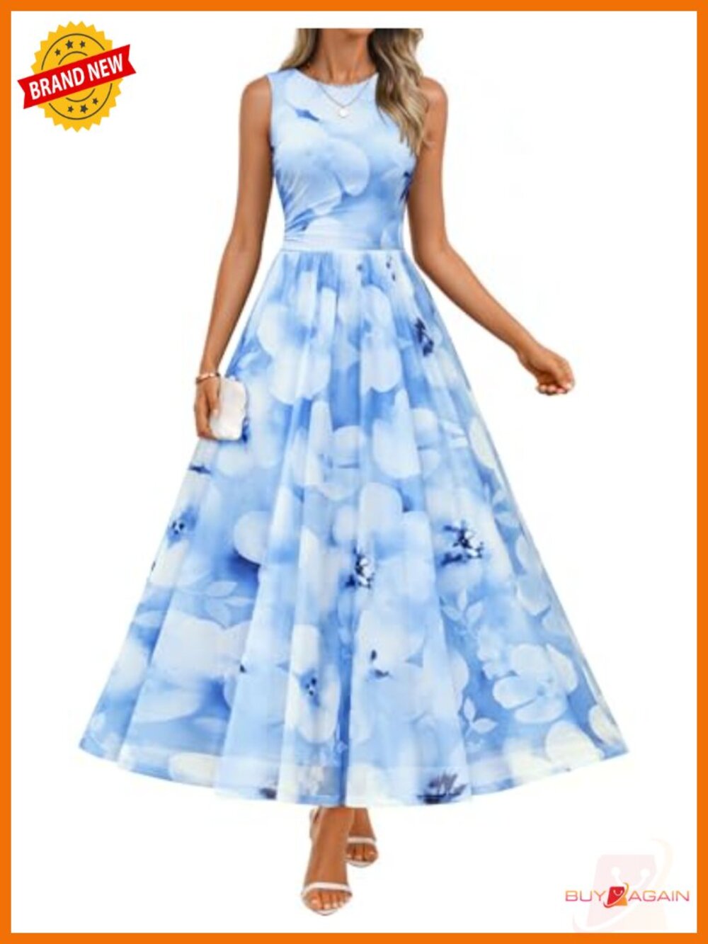 Women's Floral Summer Sleeveless Maxi Dress Tulle A-Line